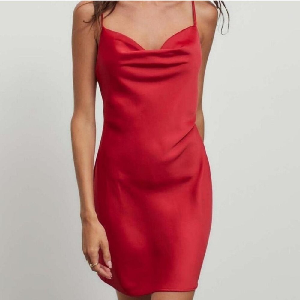 Urban Outfitters UO Red Satiny Slip Dress Hot - Size L Large